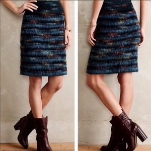 Feathered Wool Pencil Skirt